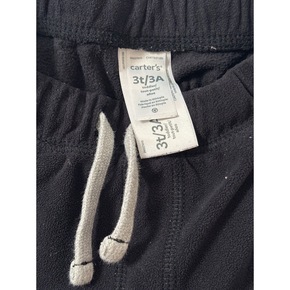 Carters Toddler Fleece Pull-On Pants 3T Black With Drawstring & Pockets - Picture 3 of 4